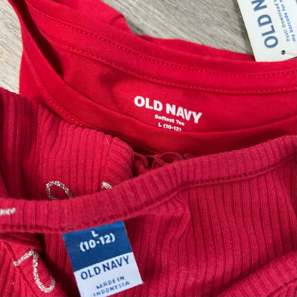 Old Navy Kids girls Red long sleeve Shirts Set new with tag hearts bows holiday
